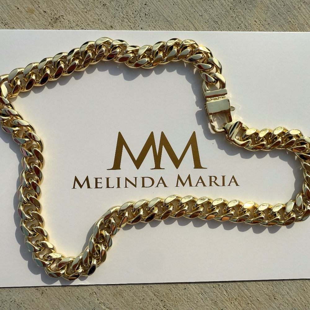 Melinda Maria gold 18" Julian Cuban Chain 10.8mm necklace